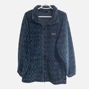 Vintage Dreimar Dark Teal Patterned Fleece Jacket